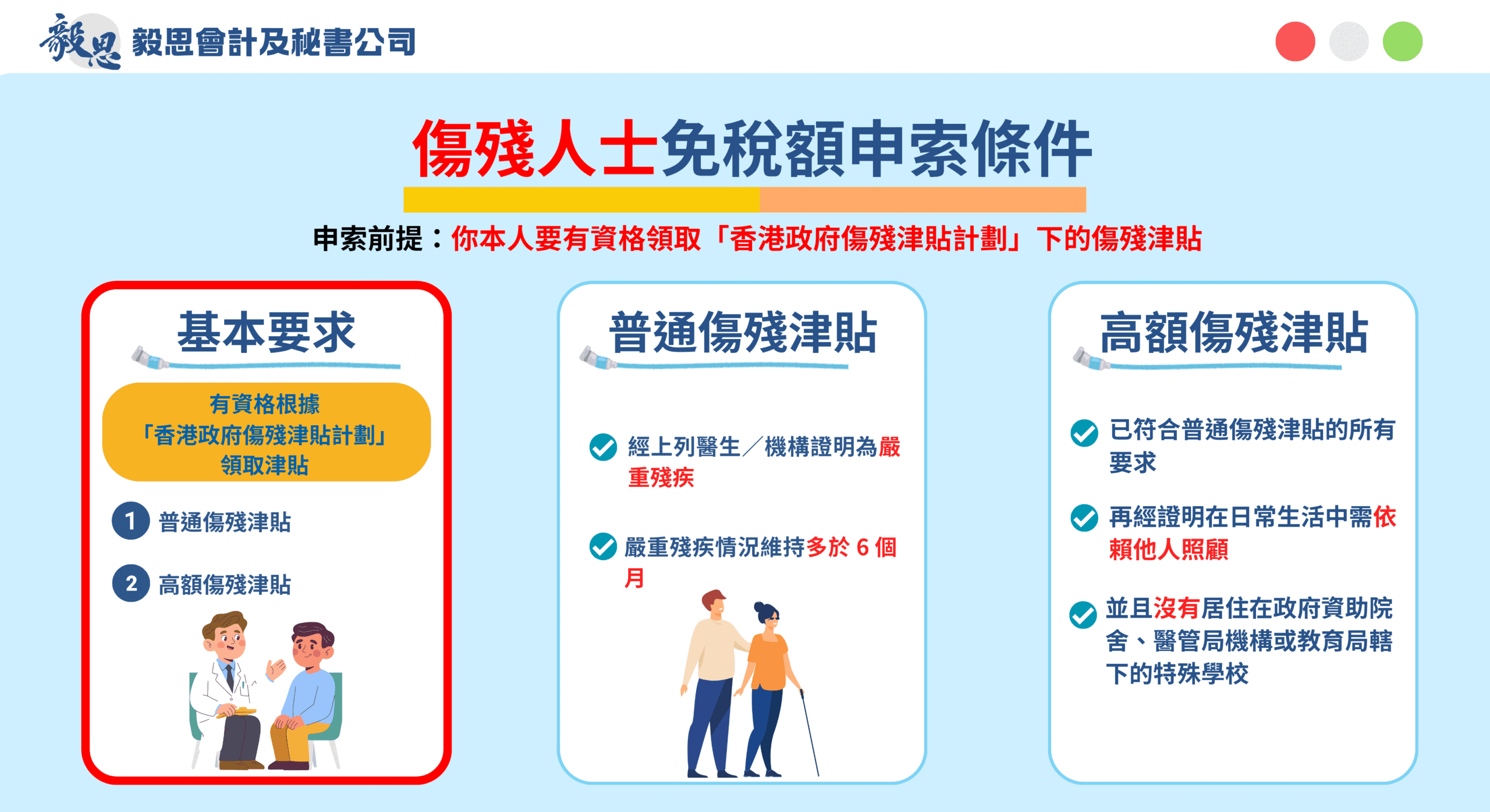傷殘人士免稅額申索條件