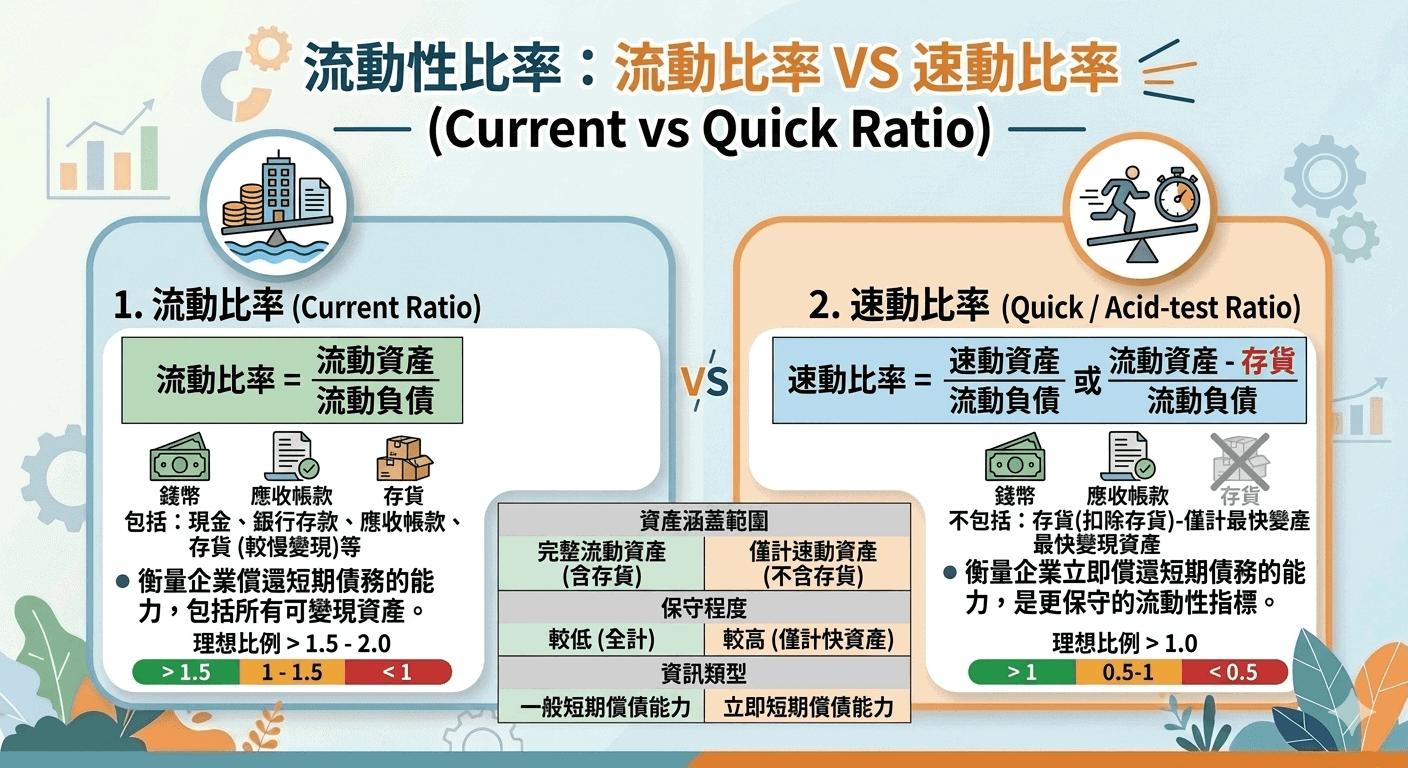 流動比率, 速動比率
